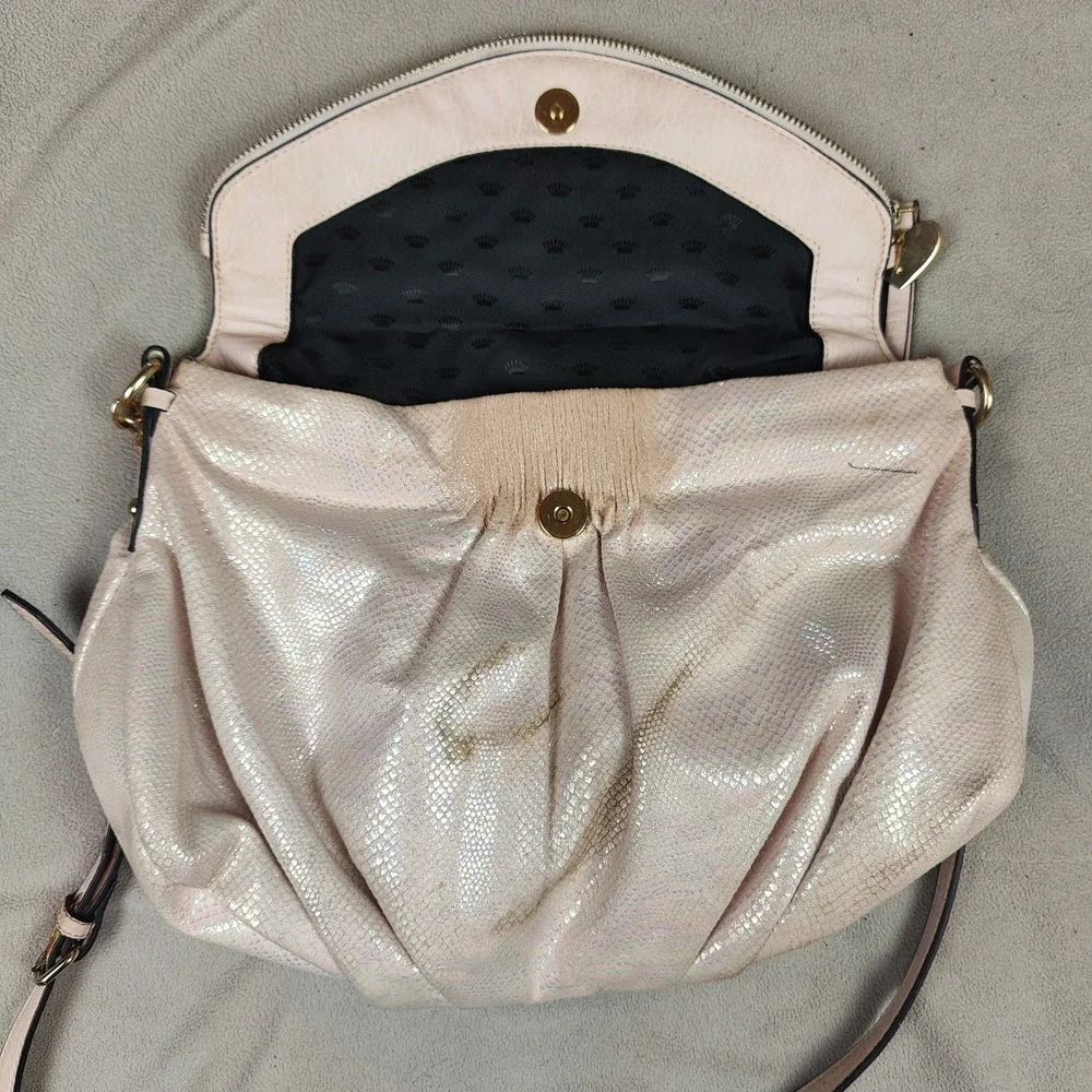 Vintage Y2K Juicy Couture Purse Pink Iridescent Metallic Snakeskin Flap‎ Purse